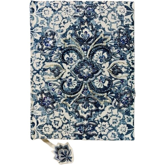 Handmade in India Beaded Journal Hardcover 240 Lined Pages Embroidered Bookmark - Picture 5 of 6